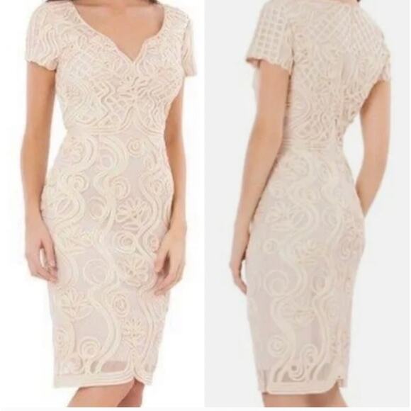 JS Collections Pink Soutache Embroider Sheath Dress 8 M Medium - Picture 2 of 10